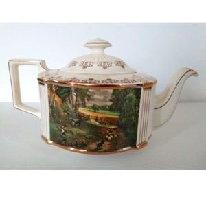 Vintage Sandler Hand Painted Teapot from England